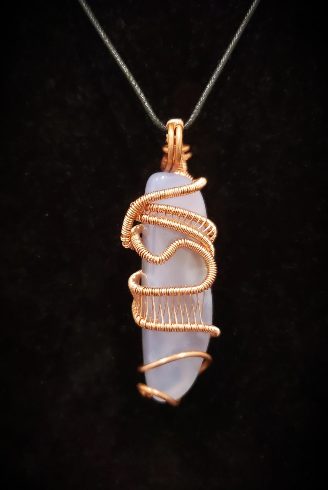 Copper wrapped Blue Chalcedony - Main Image
