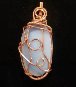Copper wrapped Blue Chalcedony