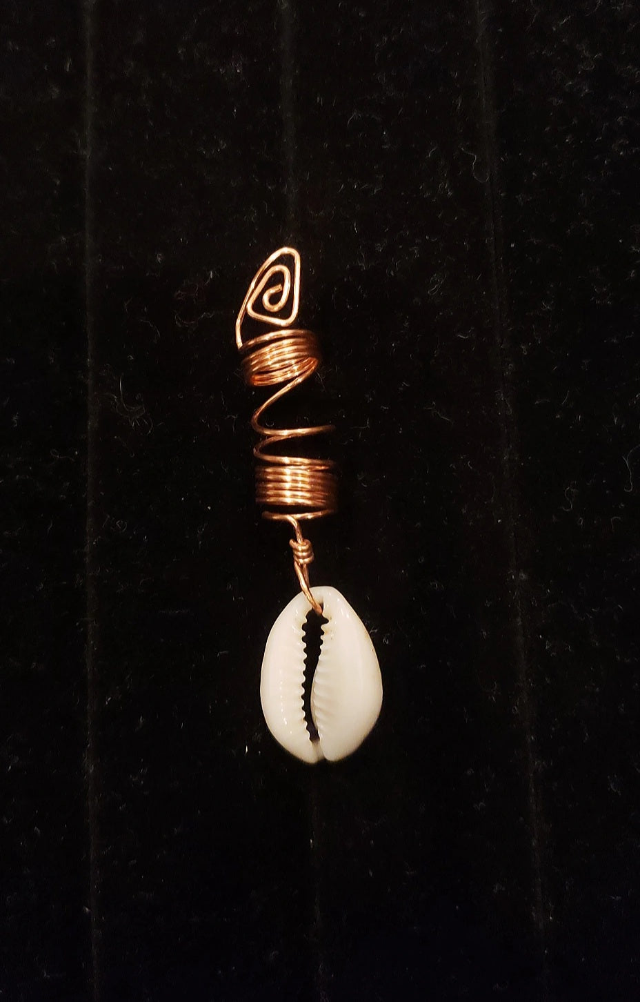 Copper and Cowrie Shell loc/hair jewelry