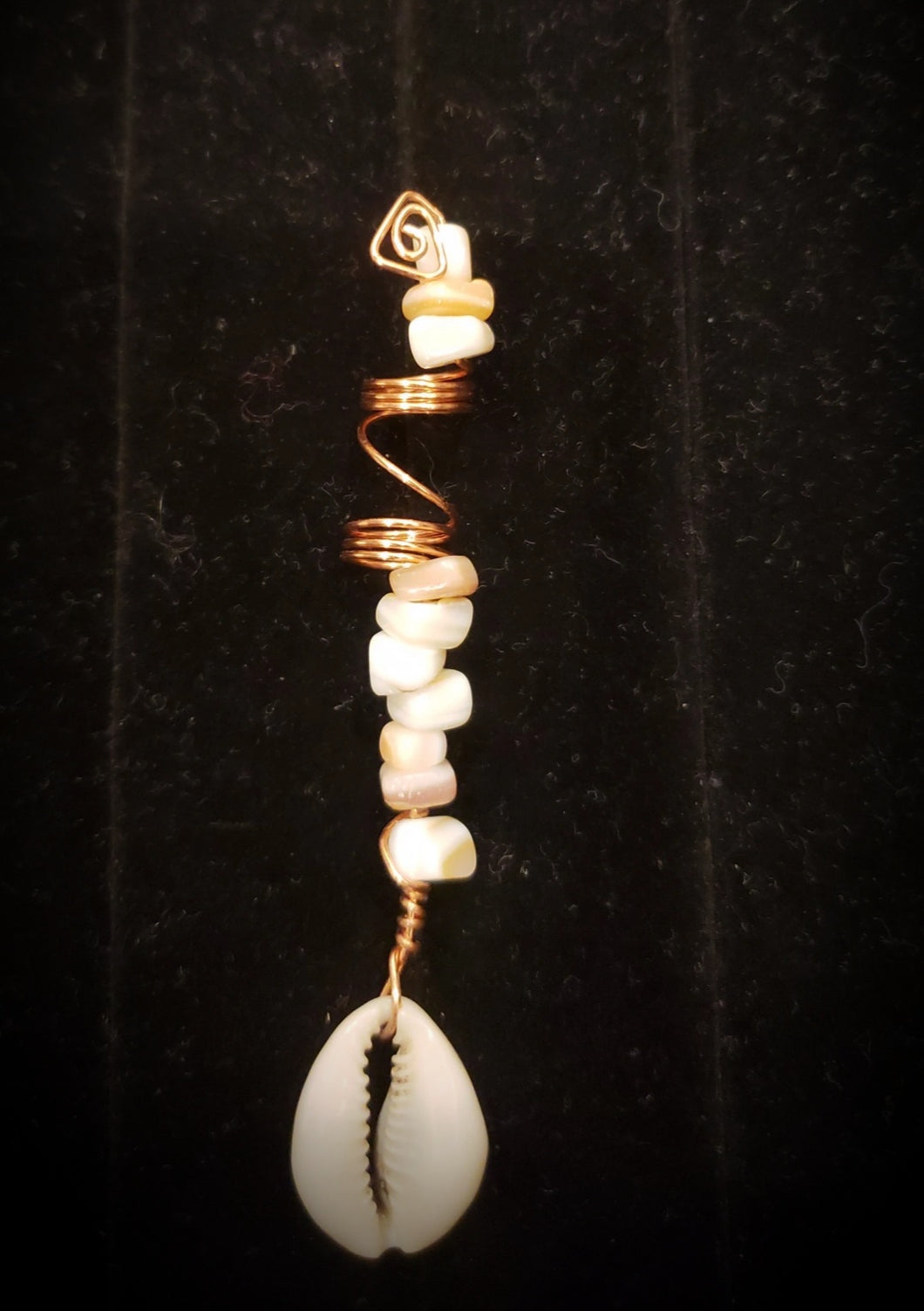 Copper and Cowrie Shell loc/hair jewelry