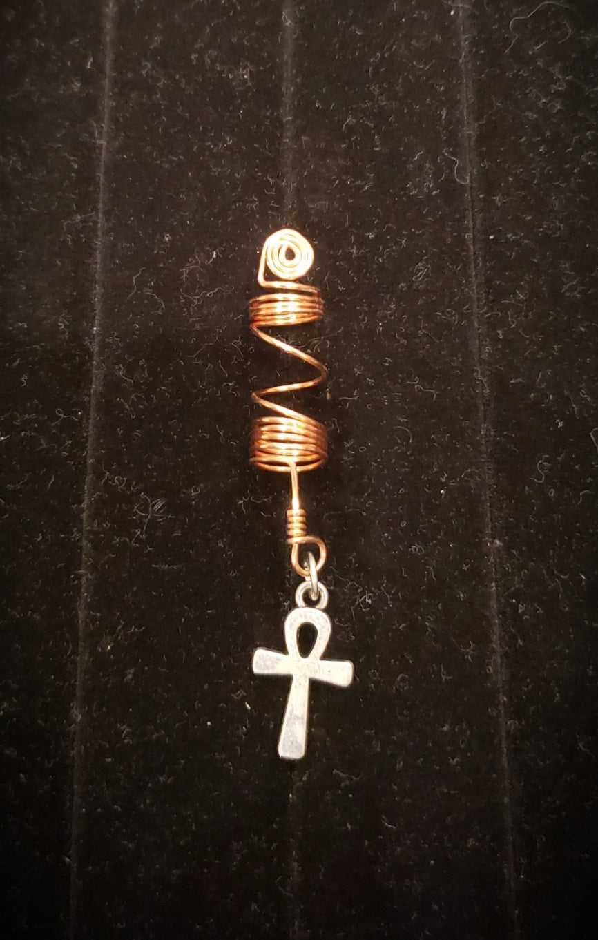 Copper and Ankh loc/hair jewelry