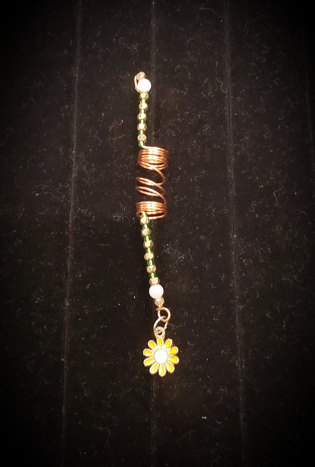 Copper and bead w/Charm loc/hair jewelry