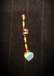 Copper bead w/Charm PRIDE loc/hair jewelry