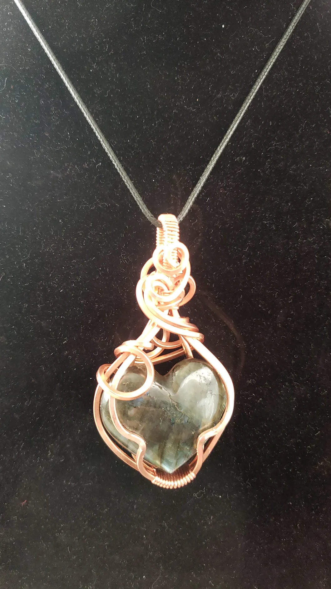 Copper wrapped Labradorite Heart