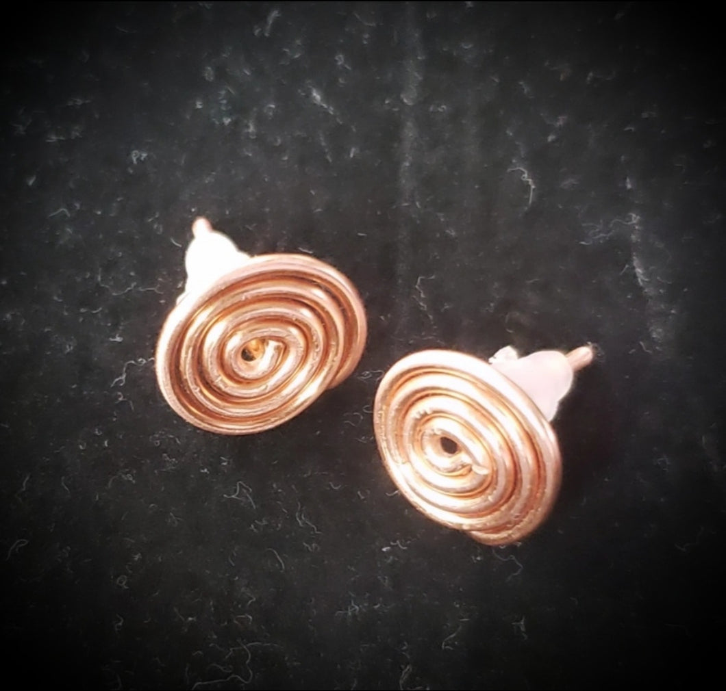 Copper Spiral Post Earrings