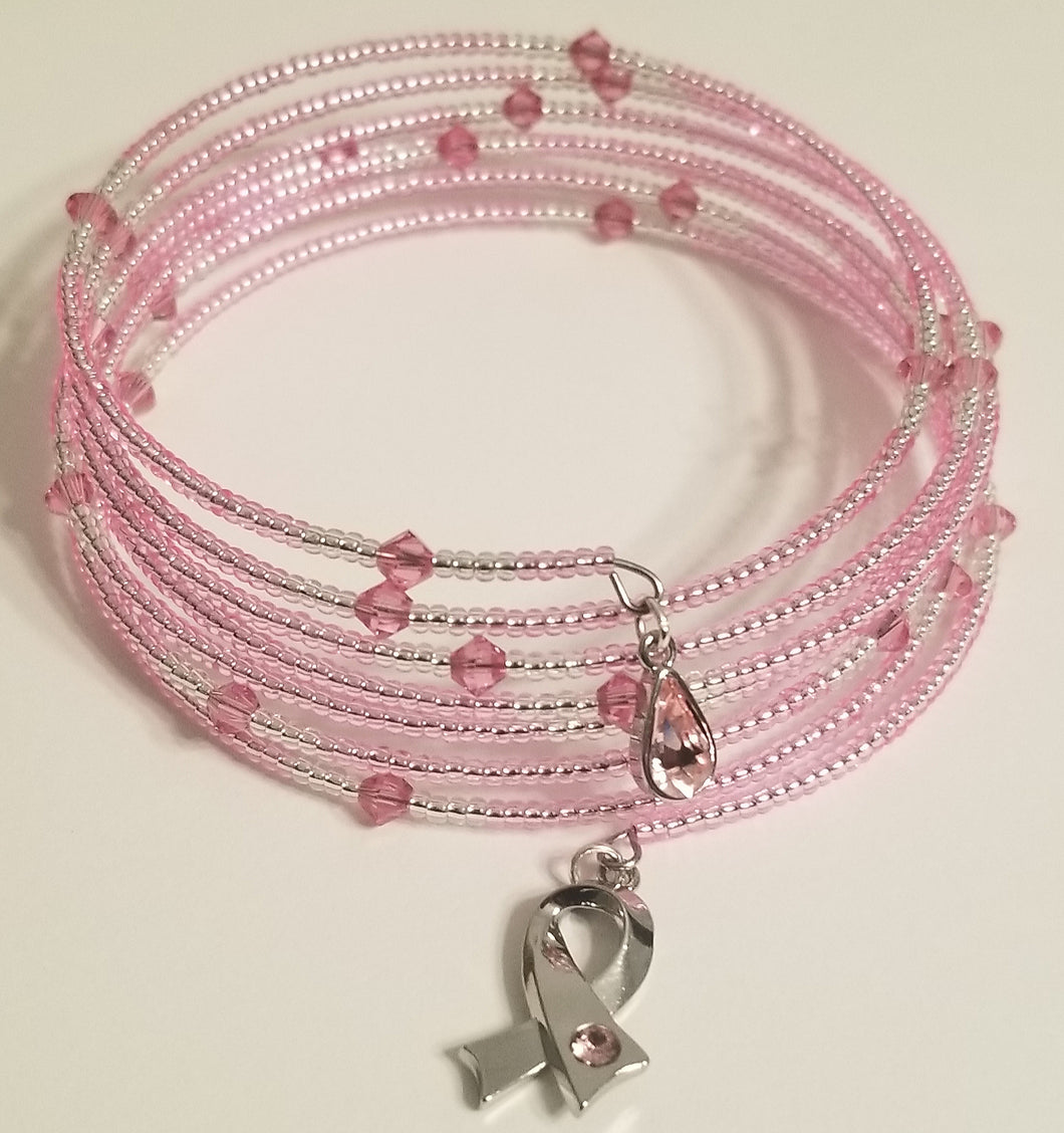 Breast cancer awareness wrap bracelets